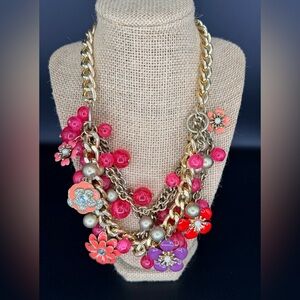 Floral Charm Necklace with Gold Chain
